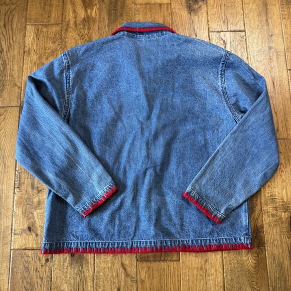 New Direction VTG Christmas Embroidered Denim Jacket Y2K Cottagecore Plus Sz 1X - Picture 5 of 5